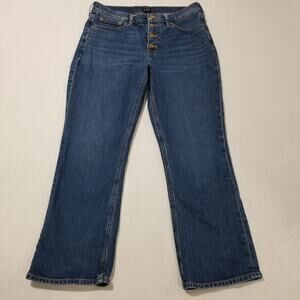 J Crew Jeans Womens 28 Bootcut Mid Rise Flare Crop Button Fly Dark Wash
